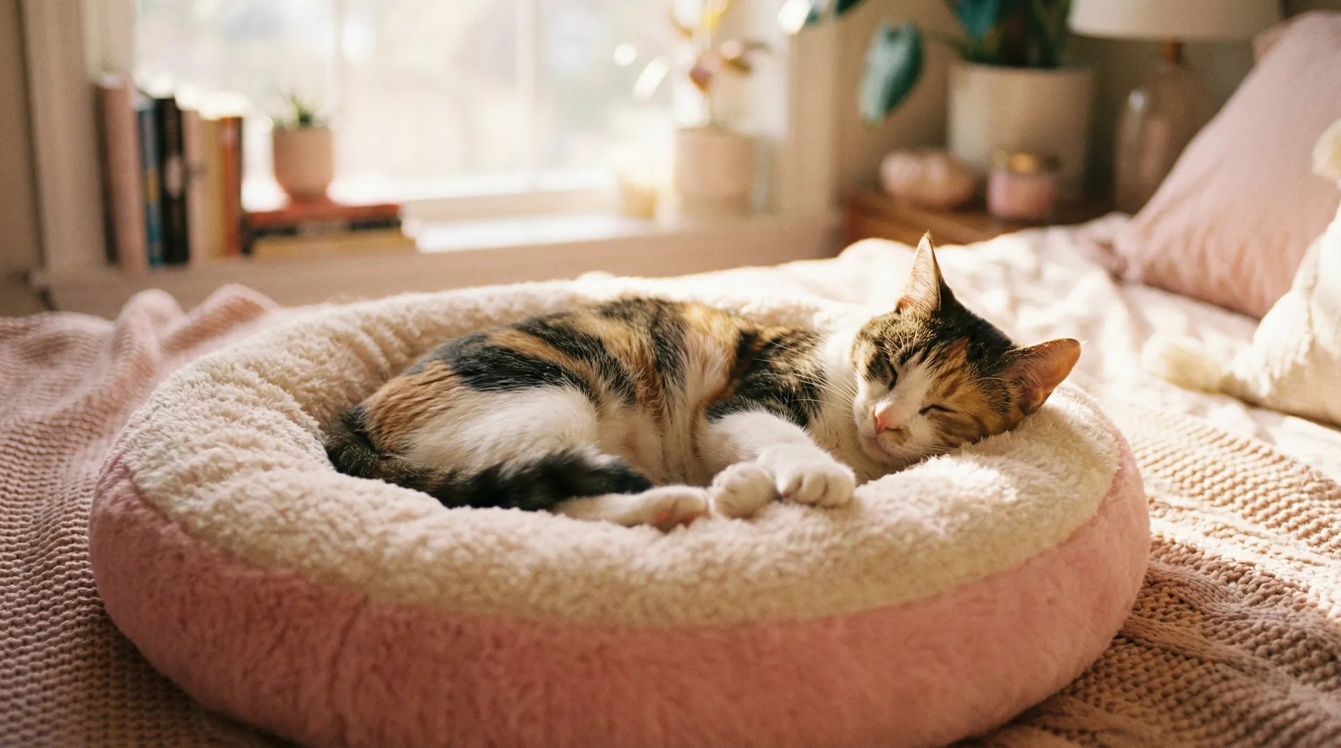 三花猫安静入睡 - 英语老师的兔子好软